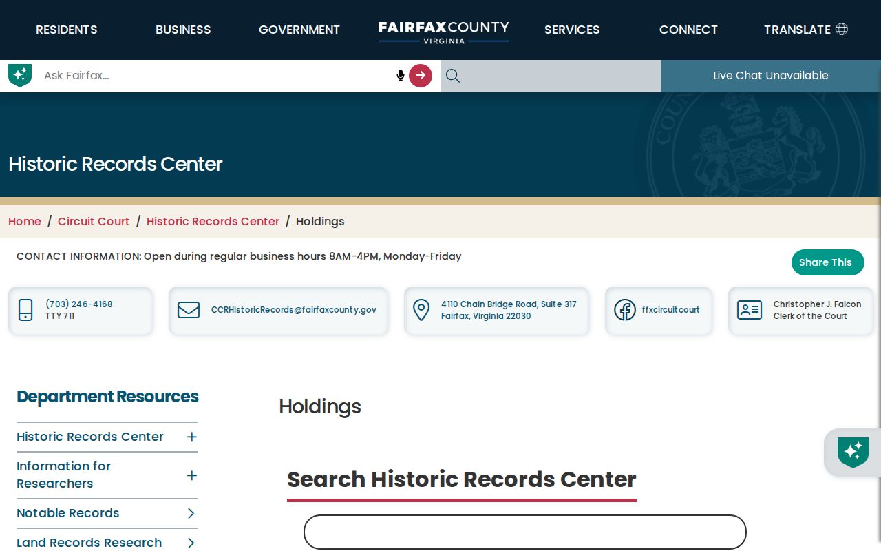 Annandale previous residents Fairfax Historic Records Center holdings