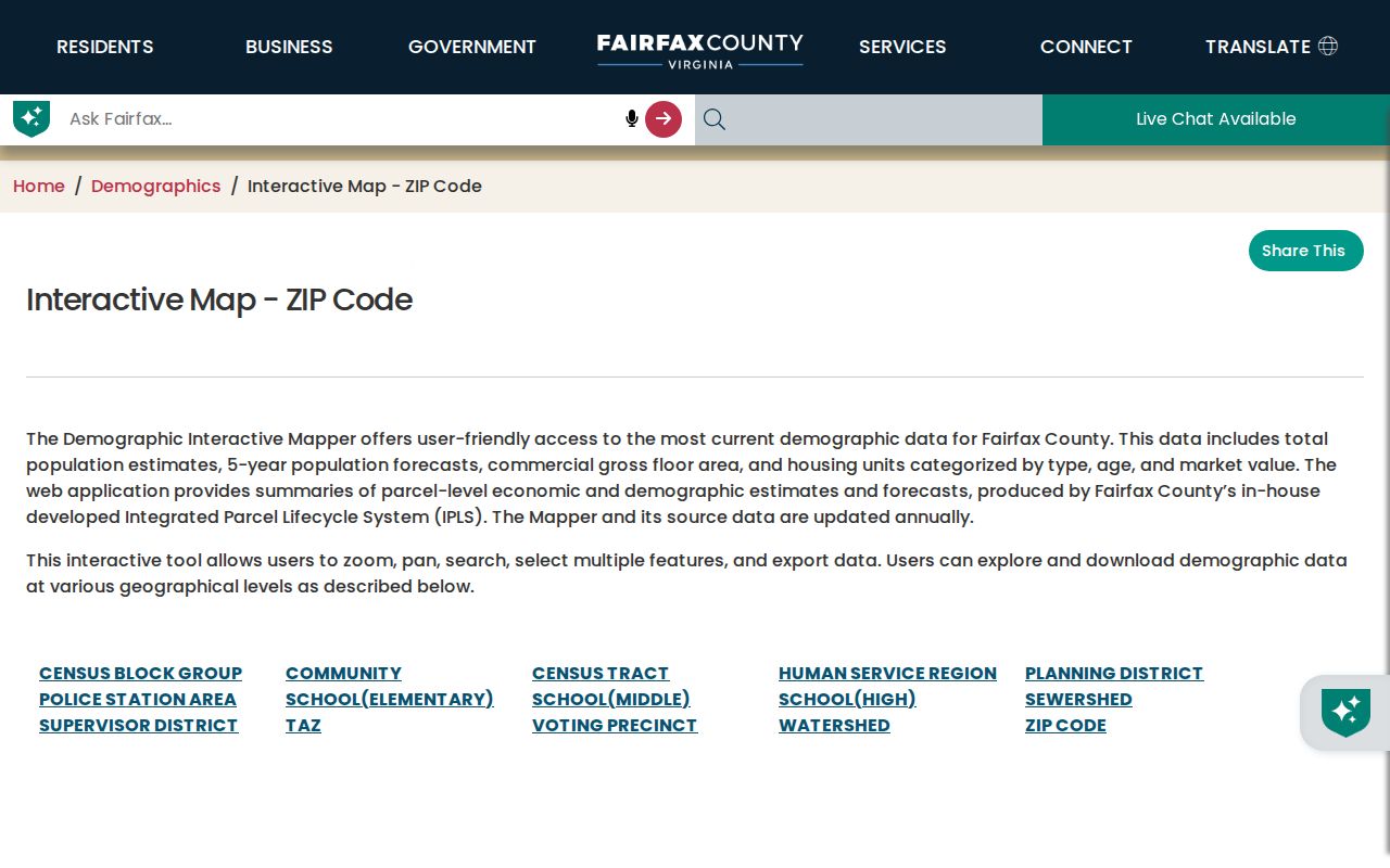 Annandale ZIP code directory Fairfax County ZIP map selection and export tools